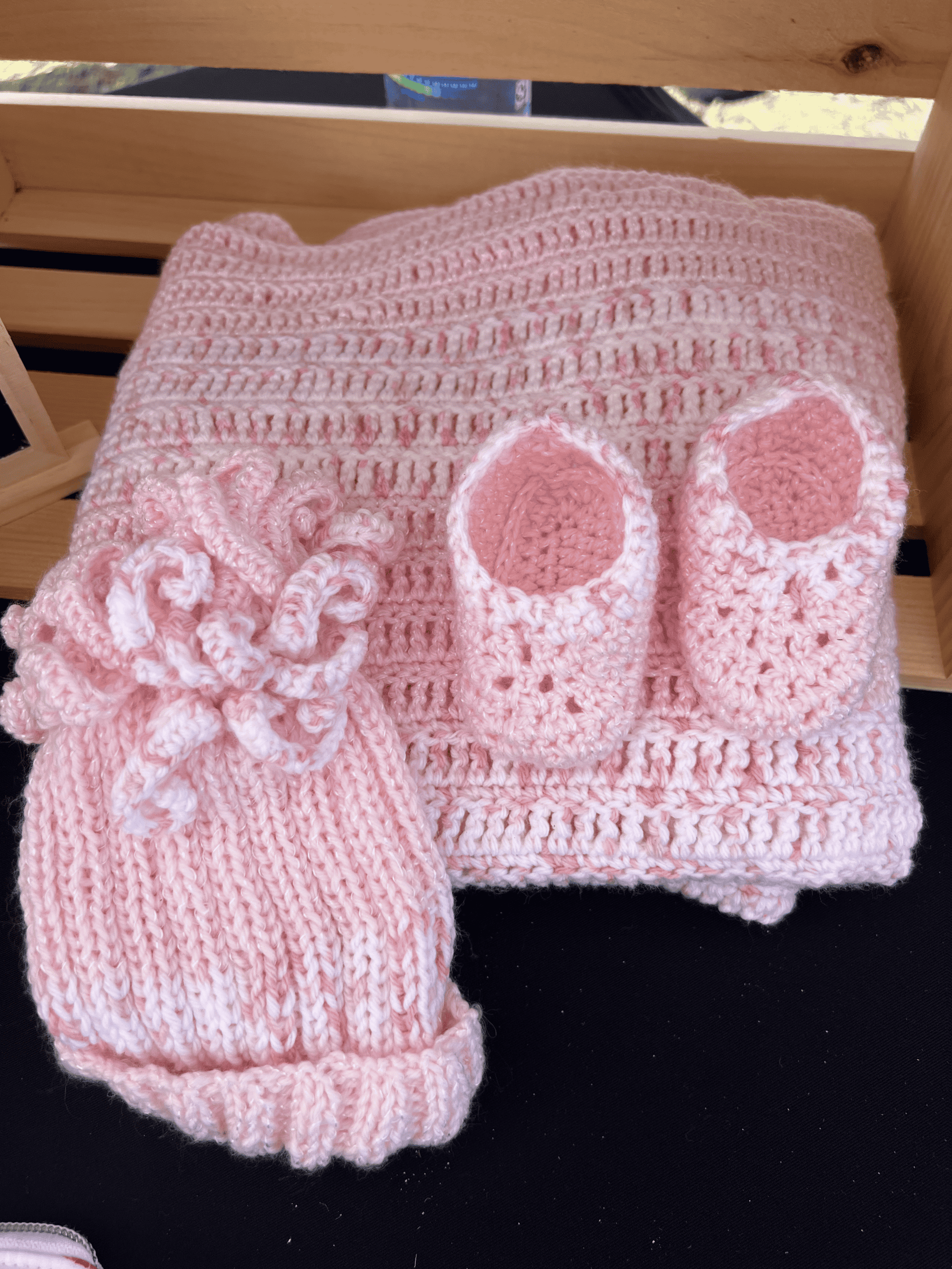 Baby Girl Collection - Hand-Crocheted Blanket, Hat, Booties